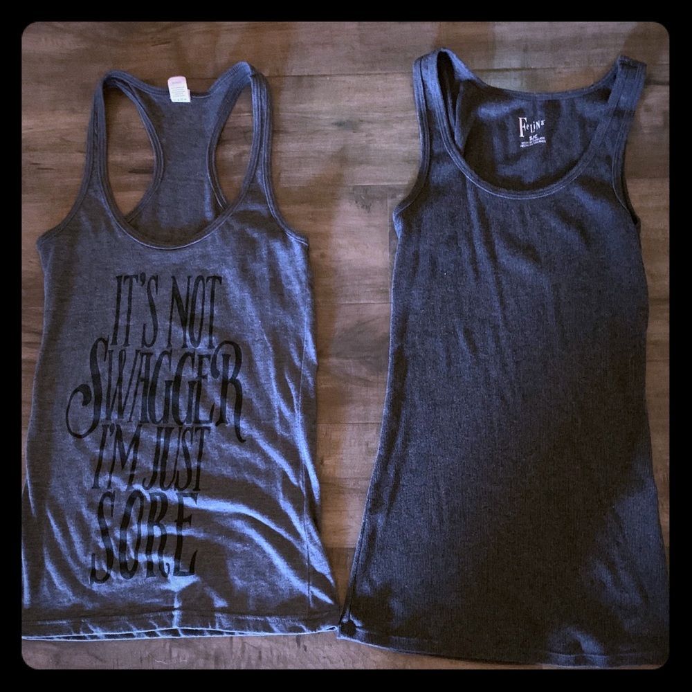 A xsmall gray tank and Small gray tank top